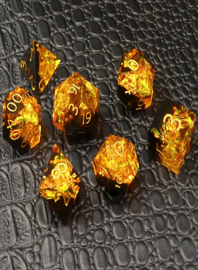 Haxtec Sharp Edge Dice Set Yellow Black Resin DND Dice Set Sparklingly Polyhedral D&D Dice Compatible with Dungeons and Dragons Fire Dice - Image 2